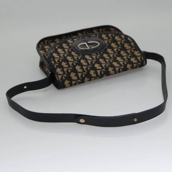 DIOR Trotter Canvas Hand Bag Navy Beige Gold - Picture 7 of 12